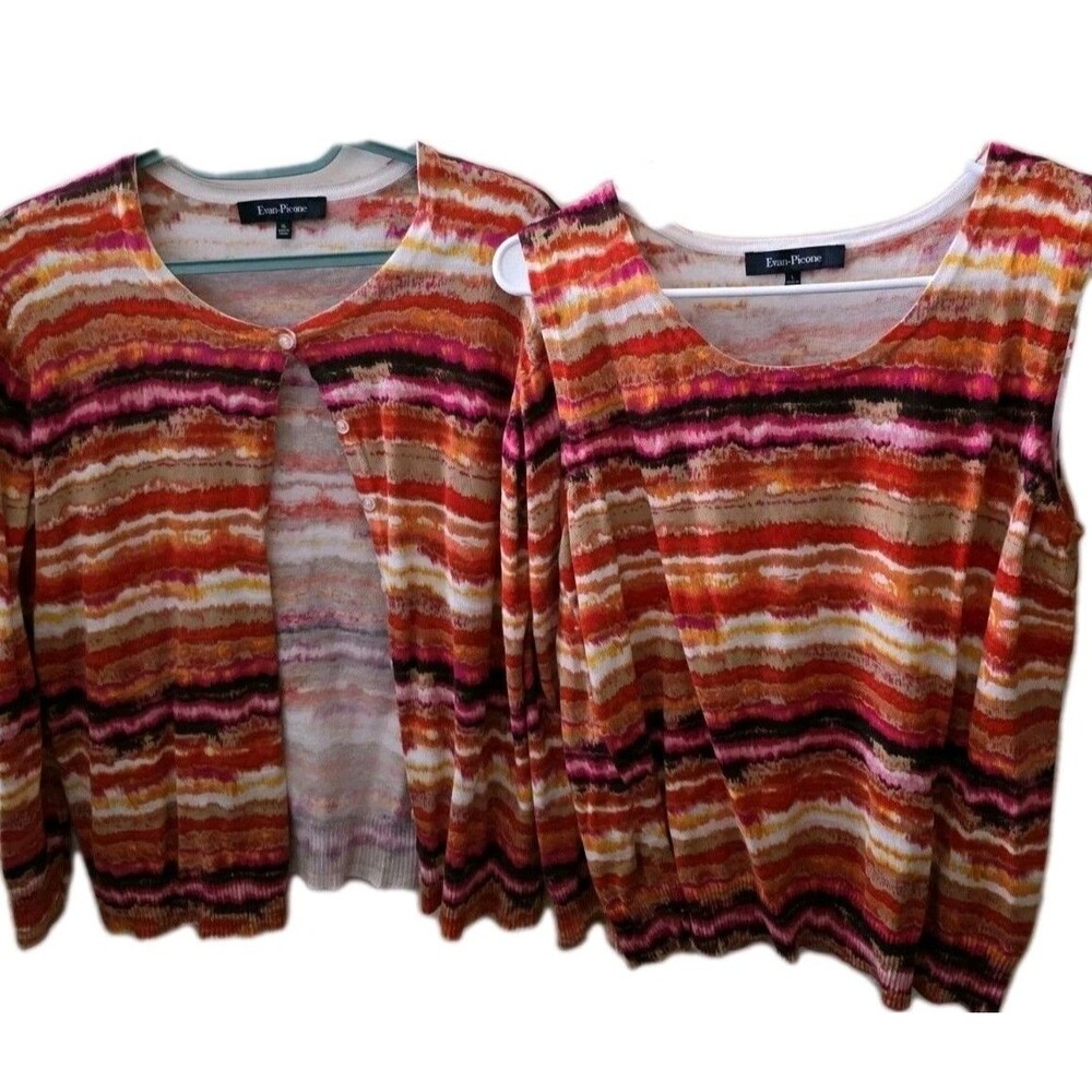 Evan Piccone Twinset Sweater Sz XL Top Sz L Multicolor 61% Cotton 68% Viscose